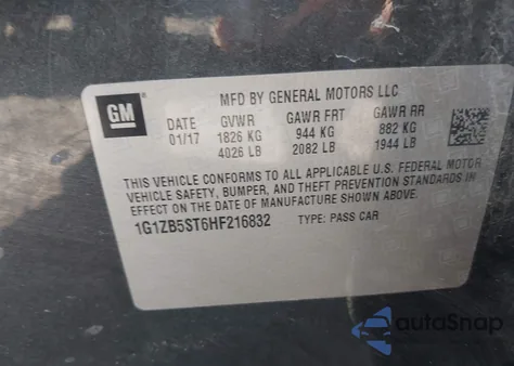 2017 Chevrolet Malibu Ls from USA, damaged, VIN 1G1ZB5ST6HF216832